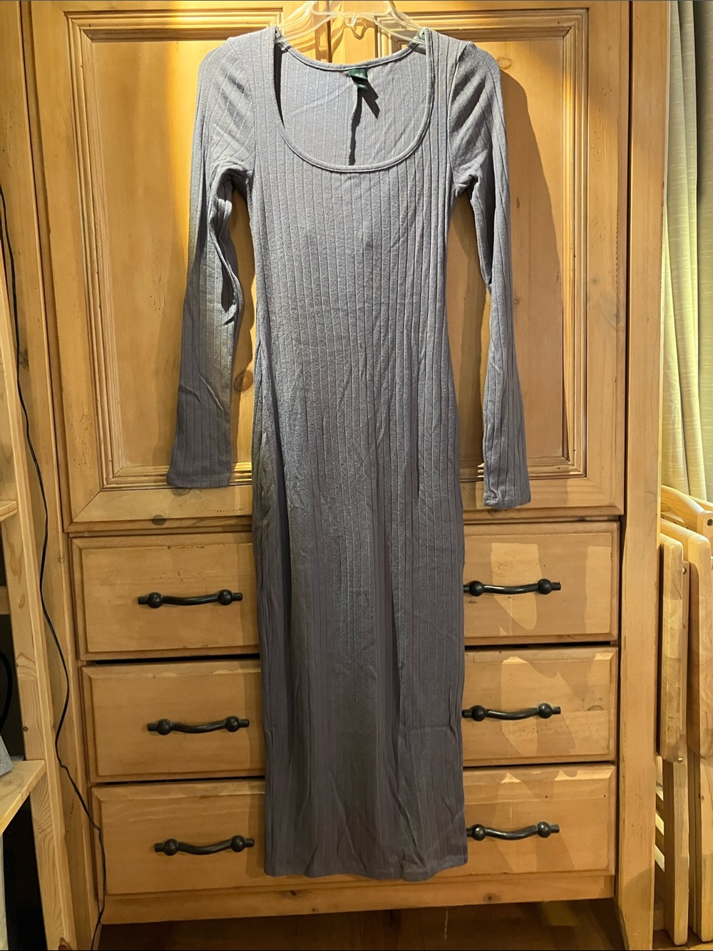 Scoop Neck Ribbed Maxi Dress, Steel Blue, Wild Fable, S